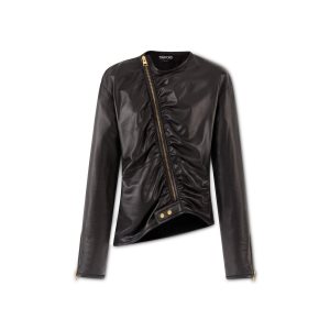 Dámské Svrchní Oblečení Tom Ford Soft Silk Nappa Ruched Jacket Černé | 502137-DLZ