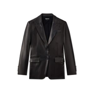 Dámské Svrchní Oblečení Tom Ford Soft Silk Nappa Boyfriend Jacket Černé | 753124-RXV