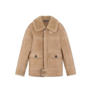 Dámské Svrchní Oblečení Tom Ford Vintage Shearling Blouson Béžový | 074852-TYA