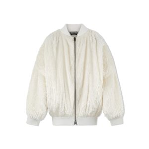 Dámské Svrchní Oblečení Tom Ford Viscose 'Fur' Bomber Chalk | 906143-UKL