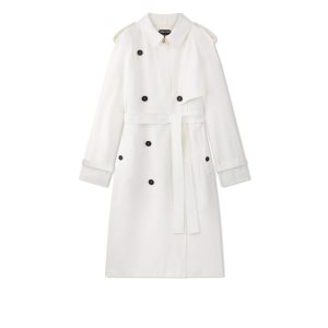 Dámské Svrchní Oblečení Tom Ford Vody Repellent Fluid Twill Trench Coat Chalk | 047693-TSD