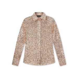 Dámské Topy Tom Ford All Over Sequins Shirt Růžové | 569201-JOT