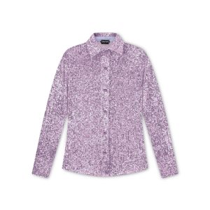 Dámské Topy Tom Ford All Over Sequins Shirt Fialové | 614720-OHD