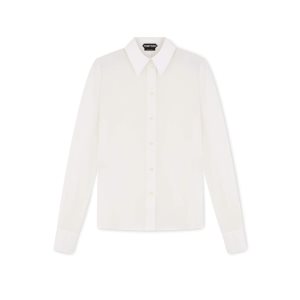 Dámské Topy Tom Ford Crepe De Chine Fitted Shirt Chalk | 598061-TOA