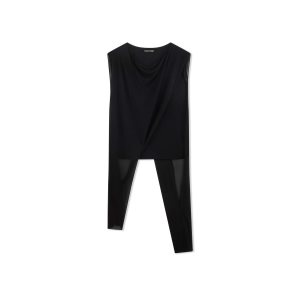 Dámské Topy Tom Ford Crepe Jersey Asymmetric T-shirt Černé | 547806-TBQ