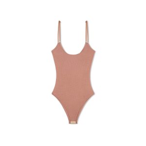 Dámské Topy Tom Ford Extra Fine Cashmere Silk Rib Bez Rukávů Bodysuit Béžový | 126948-AOP