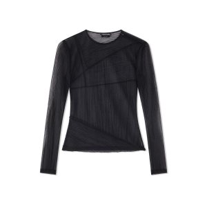 Dámské Topy Tom Ford Rib Transparent Jersey Černé | 029843-RLW