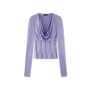 Dámské Topy Tom Ford Silk Jersey Corset Fialové | 243610-DBW