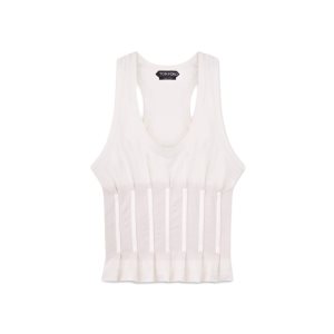 Dámské Topy Tom Ford Silk Jersey Corset Tank Chalk | 064187-KCA
