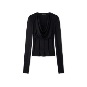 Dámské Topy Tom Ford Silk Jersey Corset Černé | 387162-PTW