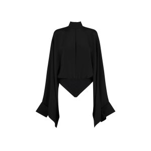 Dámské Topy Tom Ford Silk Maroccaine Široké Sleeve Černé | 986541-NQK