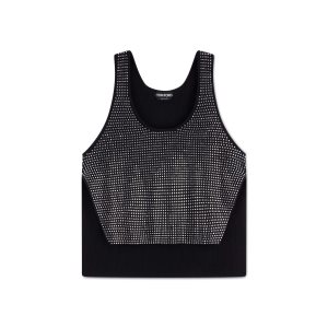 Dámské Topy Tom Ford Sparkle Cashmere Asymmetric Tank Černé | 567348-TNO