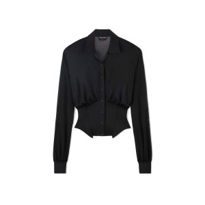 Dámské Topy Tom Ford Stretch Slinky Viscose Corset Shirt Černé | 105879-MGF
