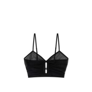 Dámské Topy Tom Ford Stretch Tulle Crop Černé | 475380-KAY