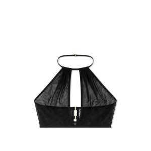 Dámské Topy Tom Ford Stretch Tulle Halter Crop Černé | 216749-TNB