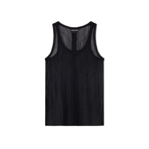 Dámské Topy Tom Ford Transparent Rib Jersey Tank Černé | 451637-GTC