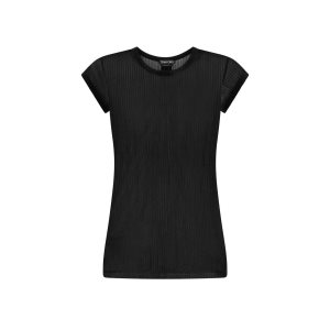 Dámské Topy Tom Ford Transparent Rib Jersey Fitted T-shirt Černé | 472586-MIF
