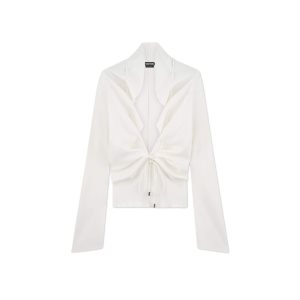 Dámské Topy Tom Ford Viscose Stretch Cady Ruched Chalk | 901465-EIW