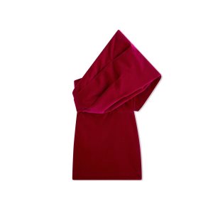 Dámské Šaty Tom Ford Bavlněné Velvet One Shoulder Mini Raspberry | 270936-KWP
