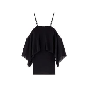 Dámské Šaty Tom Ford Compact Slinky Viscose Ruffle Černé | 725186-WYV