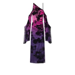 Dámské Šaty Tom Ford Floral Velvet Degrade' On Chiffon Evening Fialové | 970548-DWR