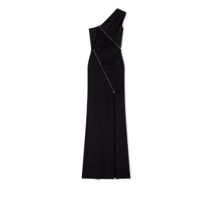 Dámské Šaty Tom Ford Glossy Viscose Jersey One Shoulder Evening Černé | 216574-QIT