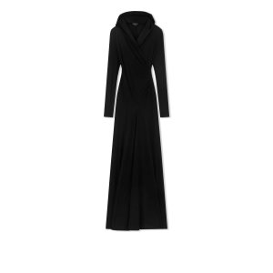 Dámské Šaty Tom Ford Loose Microcosta Jersey S Kapucí Evening Černé | 057492-WLC