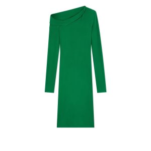 Dámské Šaty Tom Ford Loose Microcosta Jersey Off The Shoulder Cocktail Tyrkysové Zelene | 256943-CJM