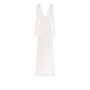 Dámské Šaty Tom Ford Microcosta Jersey Criss Cross Evening Chalk | 214986-PEB