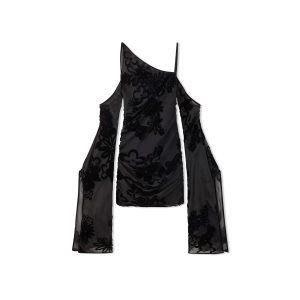 Dámské Šaty Tom Ford Primrose Floral Velvet Devore' Mini Cocktail Černé | 715903-ZEK