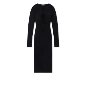 Dámské Šaty Tom Ford Silk Bavlněné Stretch Krajkové-up Černé | 631295-YGM