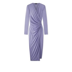 Dámské Šaty Tom Ford Silk Jersey Wrap Fialové | 093452-OBN
