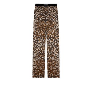 Dámské Župany Tom Ford Reflected Leopard Pattern Silk Satin Černé Béžový | 354961-DER