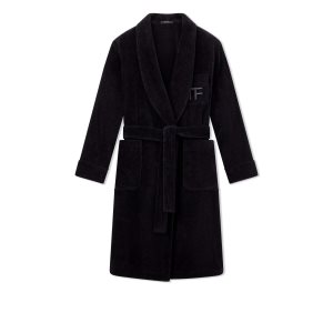Dámské Župany Tom Ford Towelling Bavlněné Černé | 410569-MCW